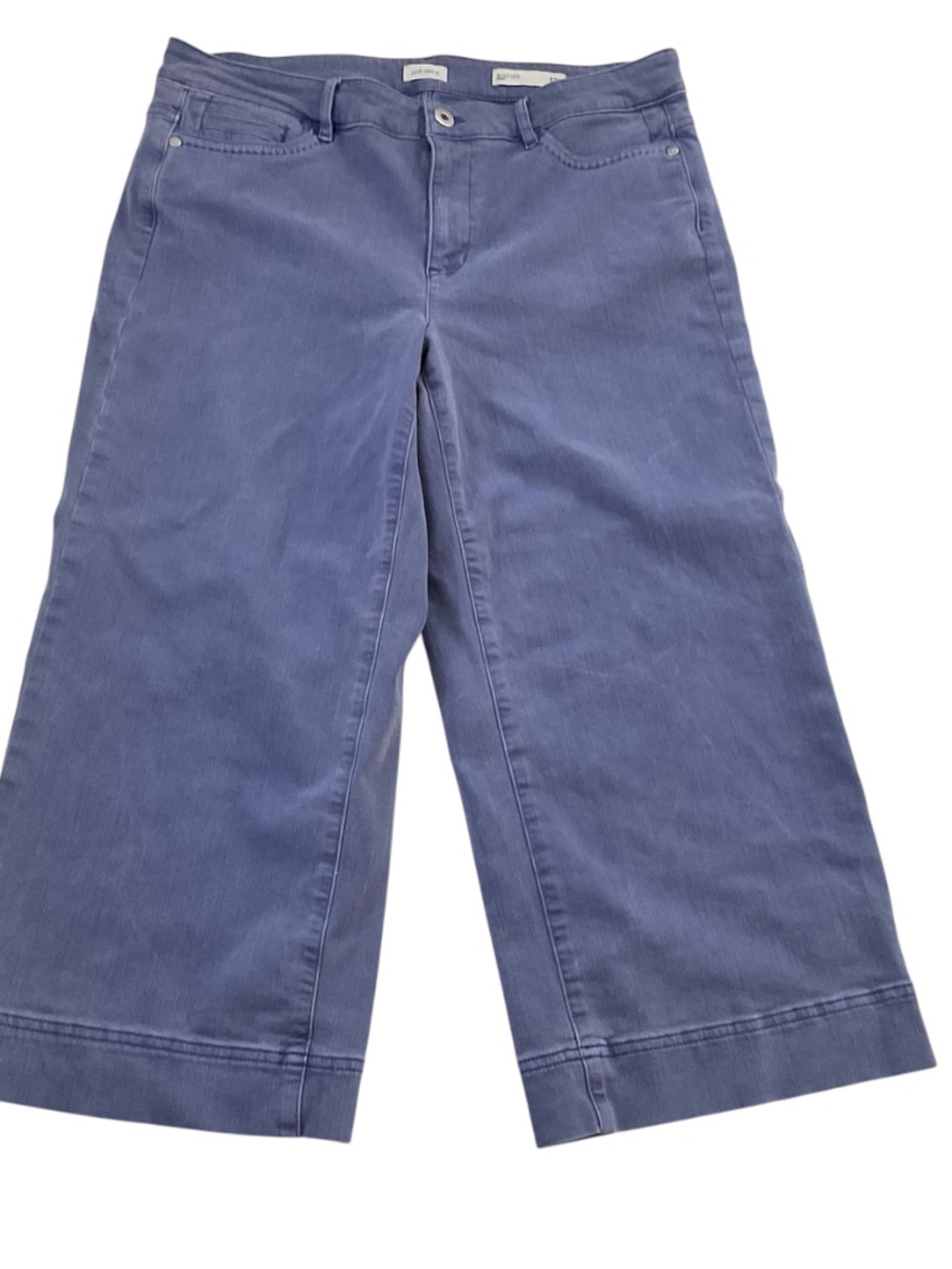 J Jill  Denim Wide Leg Crop Pants Sz 12P Purple Boho Casual Everyday Comfort - Picture 2 of 12
